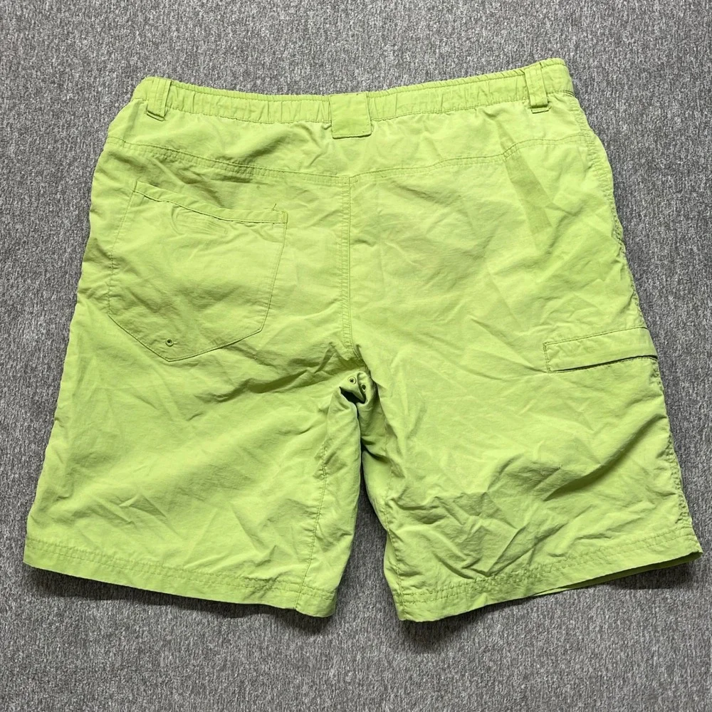 Vtg‎ REI Co-op Mens Hiking Shorts Lime Green Nylon Cargo Pockets Drawstring  S
